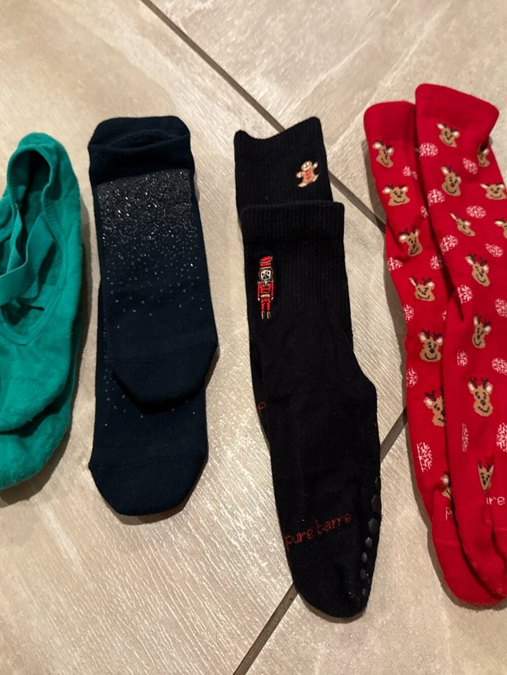 Pure Barre Tavi Noir Grip Socks Christmas Holiday Bundle: 4 Pairs